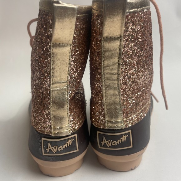 Avanti kids rose pink/brown Glitter Duck Boots size 2 - Picture 7 of 13